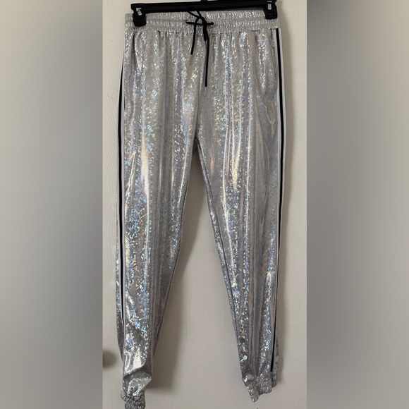Pants - Silver Holographic Jogger Pants